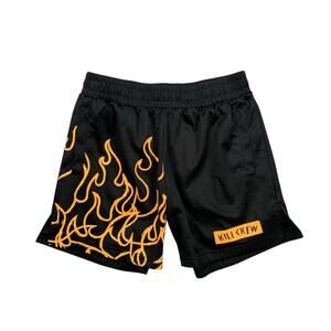 Kill Crew Training Shorts Men S Small Black Orange Muay Thai Flame Elastic Waist